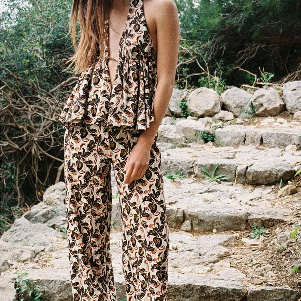 Zara Multicolor Wide Leg Pant and Halter Set - Picture 5 of 9